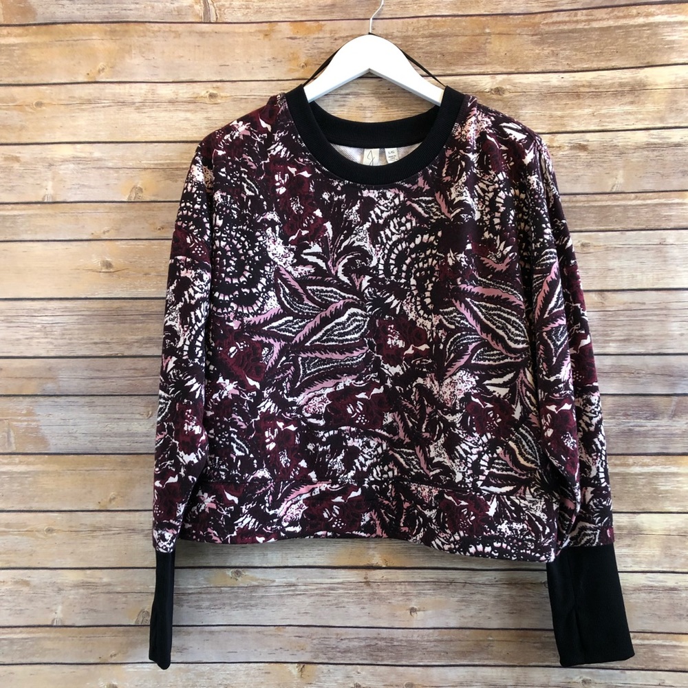 Joie Caleigh Abstract Floral Cropped Sweatshirt Size Large NWOT